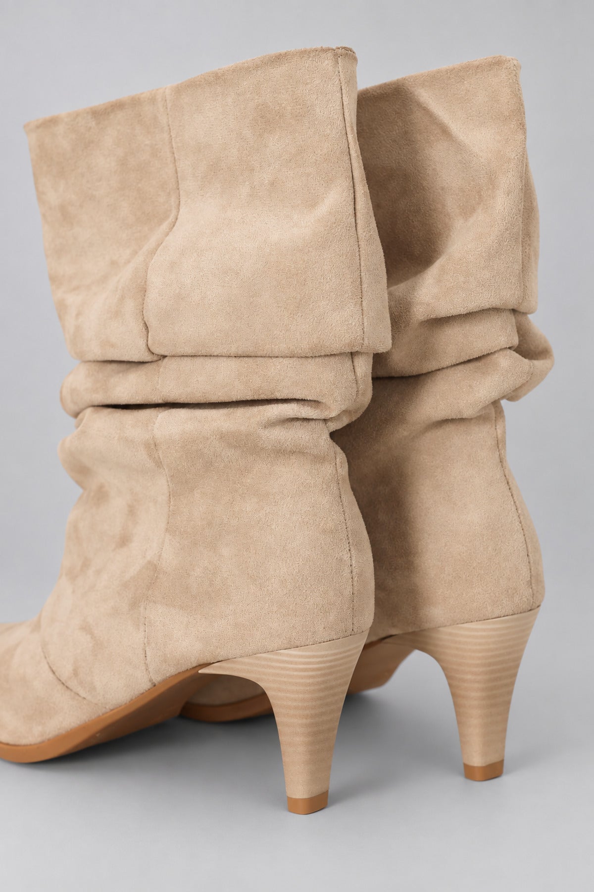 Slouchy Stiletto Topuklu Bot - Krem