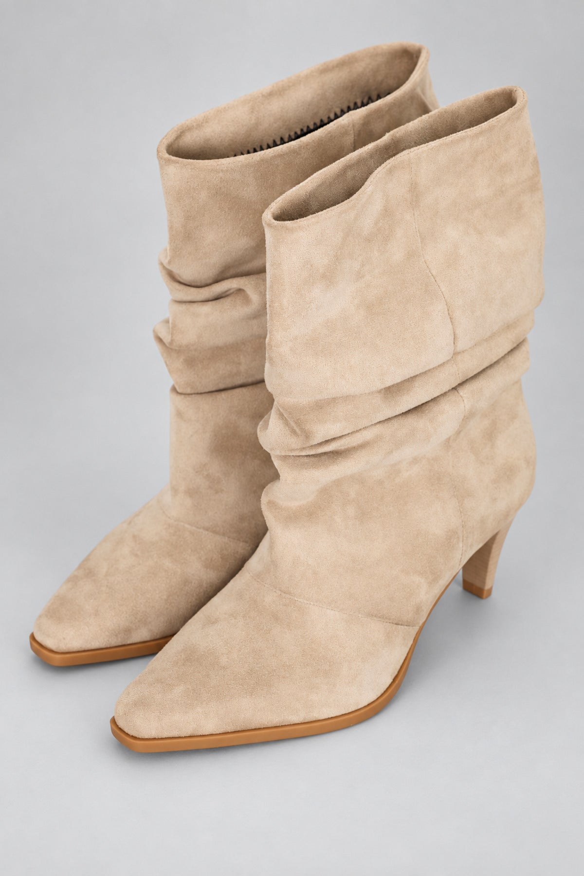 Slouchy Stiletto Topuklu Bot - Krem
