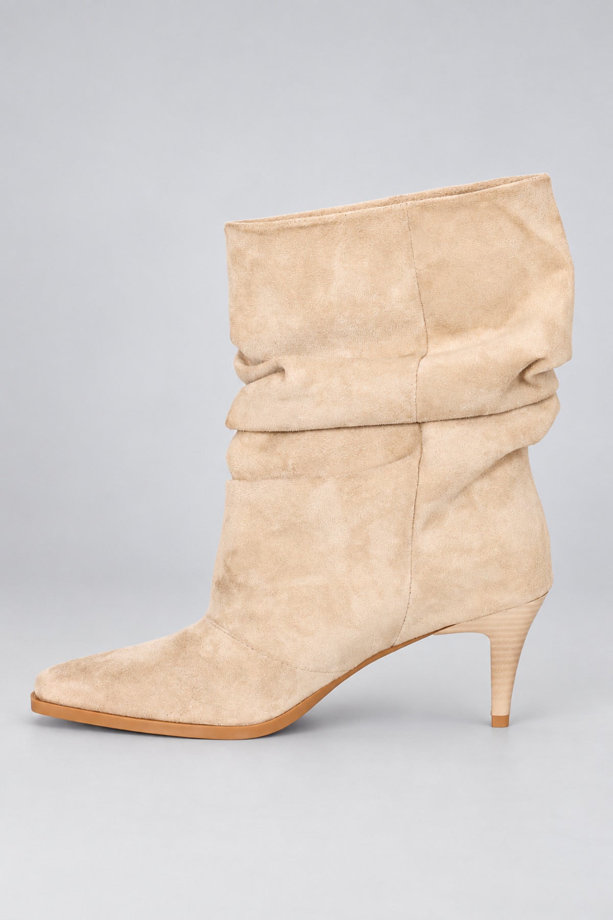 Slouchy Stiletto Topuklu Bot - Krem
