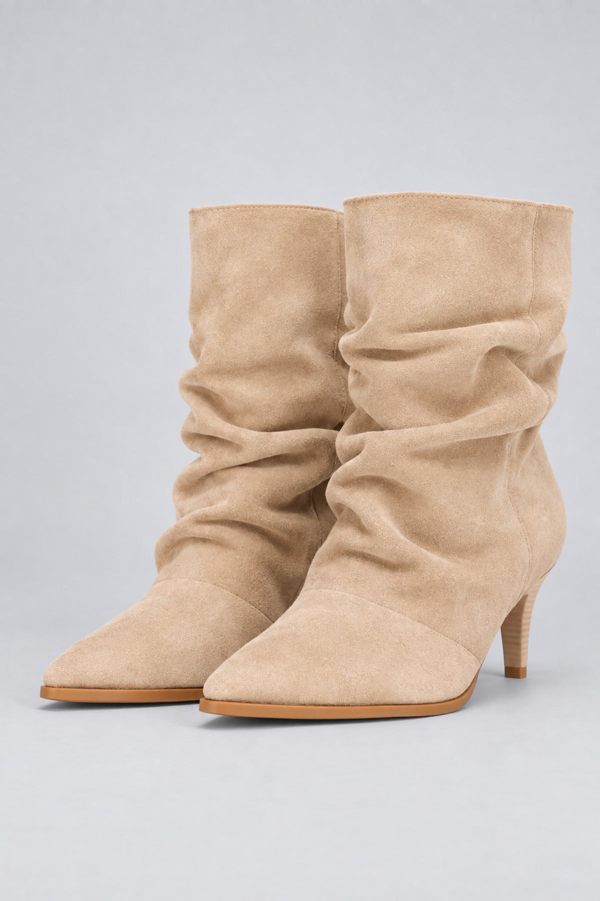 Slouchy Stiletto Topuklu Bot - Krem