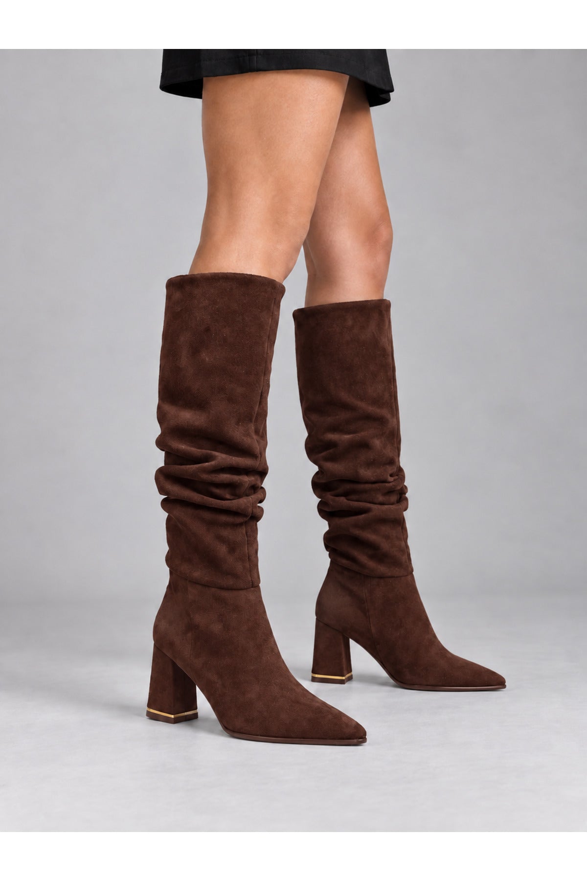Slouchy Stiletto Topuklu Çizme - Kahverengi