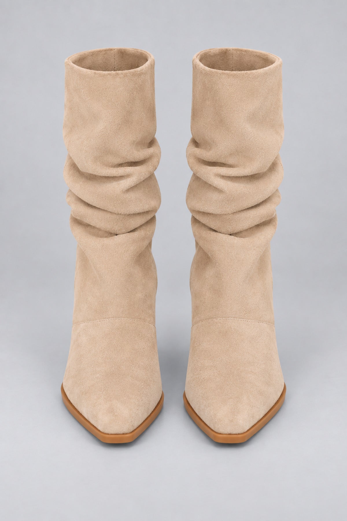 Slouchy Stiletto Topuklu Bot - Krem