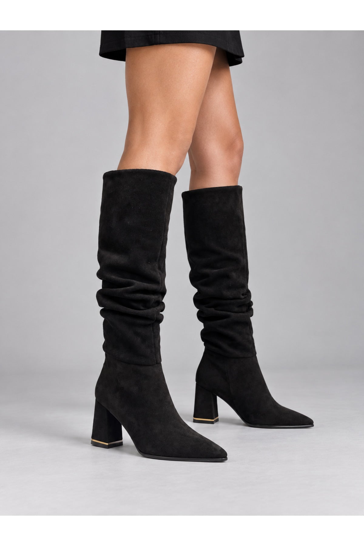 Slouchy Stiletto Topuklu Çizme - Siyah